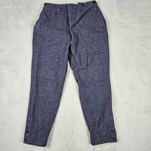 Vintage Military Mens 33x29 Blue Wool Trousers Buckle Back Button Fly 5080 Pants